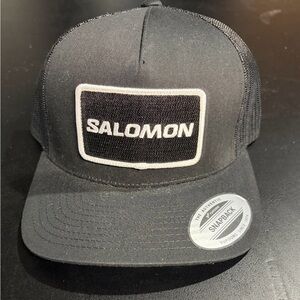 Salomon Black and White Logo Trucker Cap